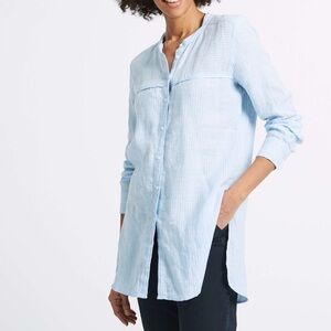 M&S Collection • 100% Linen Loose Fit Striped Long Line Tunic Size US 12/UK 16